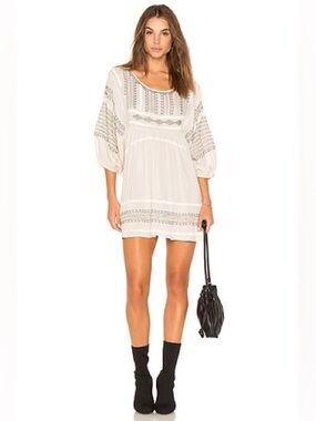 Free People Wild One Embroidered Top in Ivory Cream Tunic